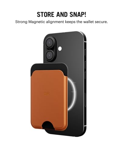 Image of DailyObjects Leather Magnetic Wallet Card Holder | Designed for MagSafe Compatible with iPhone 16, iPhone 15, iPhone 14, iPhone 13, iPhone 12 Models | Premium Design | Full-Grain Leather - Tan-Grey