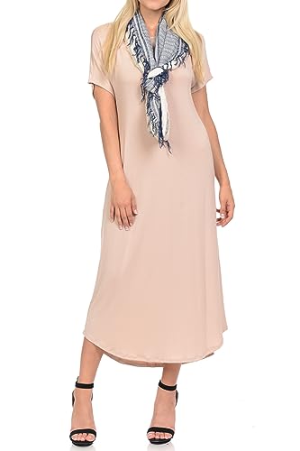 Image of iconic luxe Women's A Line Short Sleeve T Shirt Midi Dress Summer Casual