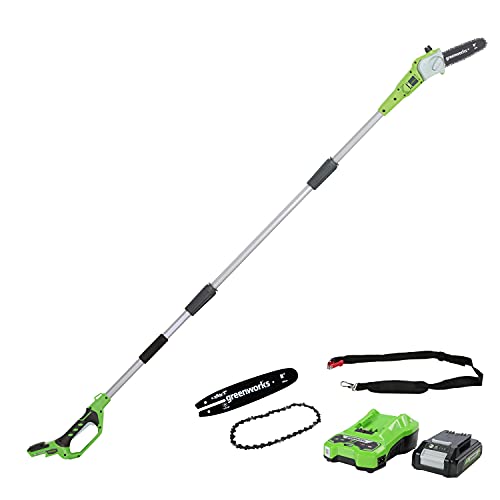 Greenworks Cordless long reach Pole Saw with 2Ah battery and...