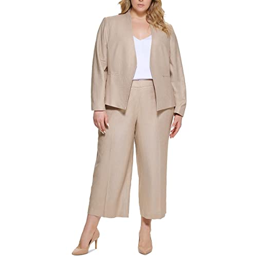 Calvin Klein Womens Twill Cropped Wide Leg Pants Tan 24W