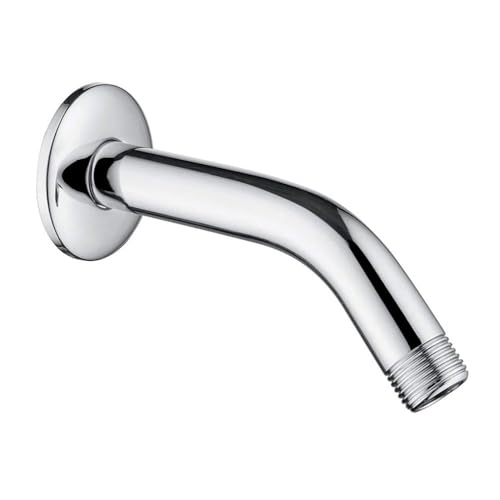 JINYOMFLY Duscharm Brausearm 15,2 cm, Rund Wandarm Duscharm mit Dekorativer Flanschabdeckung, Brausearm Wandarm für Kopfbrause, Dusche Verlängerung Arme Rohr für Badezimmer, G1/2“-Gewinde, Chrom