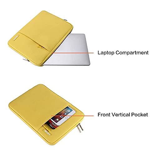 Image of MOSISO Laptop Case 16 inch, 15-15.6 inch Laptop Sleeve Compatible with MacBook Pro 16 M5 M4 M3 M2 M1, HP Acer Dell Lenovo ASUS, Polyester Vertical Computer Sleeve Bag with Pocket, Yellow