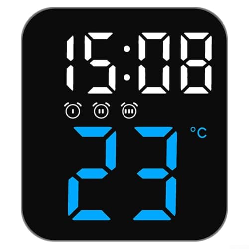 Réveil numérique LED avec plusieurs alarmes, niveaux de luminosité réglables et affichage de la température (lumière bleue)
