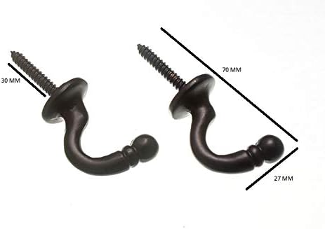 6 X Black Metal Ball End Curtain Tie Backs, 40mm - Set of 2