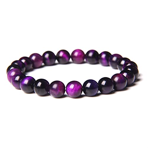 Bracelet en pierre naturelle œil de tigre coloré pour homme et femme