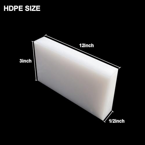 Image of High-Density Polyethylene (HDPE) Plastic Block 1 /2 inch Thick 3 inch X 12 inch- for Machining, Home Improvements, DIY Projects, Engineering,High-Density Polyethylene Plastic Sheet (1pcs White PE Block)
