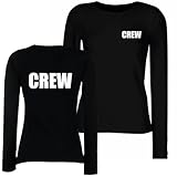 lepni.me Camiseta de Manga Larga Personalizada para Mujer Crew Nombre rol Personalizado | Camisa Ajustada para Equipos de Gira, Sets de rodaje, Equipos de producción (XL Negro Personalizado)