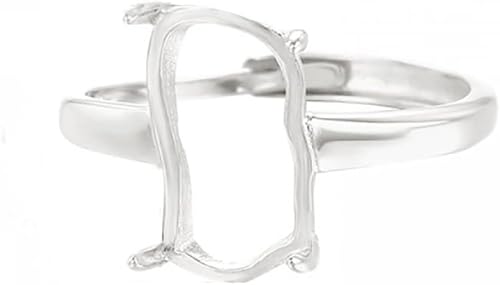 Miniatura 8 de Base de anillo ajustable de plata de ley 925 para anillo de piedra irregular de 0.276 x 0.551 in, ajuste en blanco, fabricación de joyas, regalo