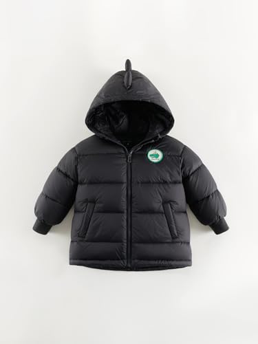 marc & janie Boys Dinosaur Hooded Mid-Length Down Coat Long Sleeve Zip Warm Jacket Outerwear 2409162