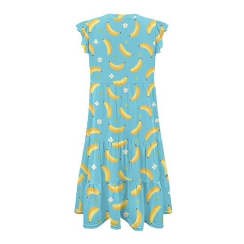 Image of Women's Casual Ruffle Sleeve Dress V Neck Pullover Dress Flowy A-Line Pleated Lightweight Dress with Pockets
