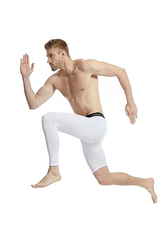 Fashion Men's Basketball Single Leg Tight Sports Pants 1/2 One Leg Compression Pants Athletic Base Layer Underwear3