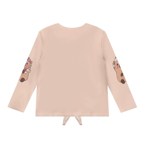 Ystardream Girls Long Sleeve Shirts Crewneck Winter Tops with Tie Hem Fall Clothes2