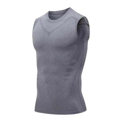 Camiseta Ginecomastia Chaleco Moldeador De Cuerpo For Hombre, Camiseta Sin Mangas Compresión, Adelgazante For Barriga, Camisas con Control, 2 Uds(Gray,XXL)