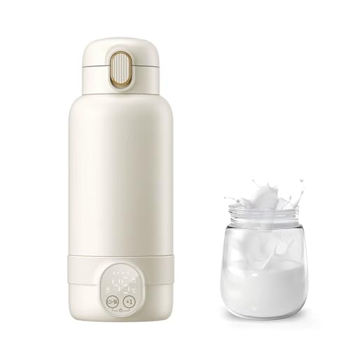 Calienta Biberones Portátil,500ml,Calentador De Biberones Para Bebés,Calentamiento Rápido En 3 Min,37°c a 55°c,Acero Inoxidable 316l,Para Agua/Leche/Leche Materna,Viajes,Al Aire Libre,En Casa(Blanco)