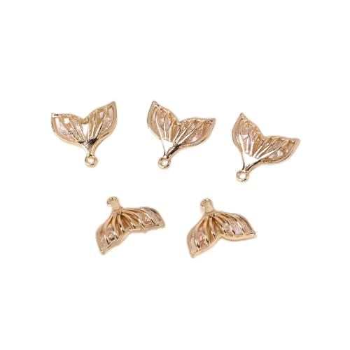 ZCSJD 5/10/15Pcs 13x16mm Fish Tail Charms, Alloy Sparkling Jewelry Making Supplies, Rhinestone, Crystal Charms for DIY Bracelets, Necklaces,
