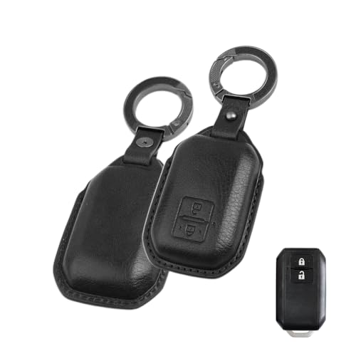 Image of keyzone dual leather key cover for Swift, DZire, Baleno, Ertiga, Grand Vitara, Brezza, Fronx, Jimny XL6, Ignis, Glanza, Urban Cruiser Hyryder, Rumion 2 button smart key
