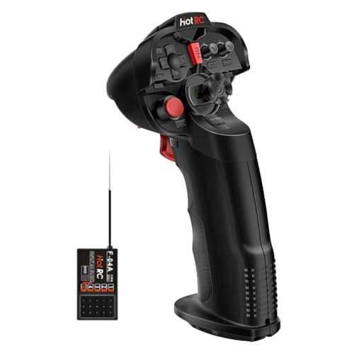 GLOBACT HOTRC DS-4A 4CH 2.4G RC Radio Transmitter & F-04A Receiver 4 Channel Single Hand Remote Control for RC Car Boat Tank Robotic Lawnmower 2...