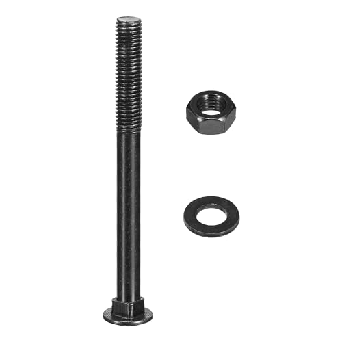 QUARKZMAN M12x130mm Vierkant Hals Schlossschrauben mit Muttern & Unterlegscheiben, 12er Set 304 Edelstahl Rundkopf Vierkant Hals Coach Bolzenschrauben, Schwarz