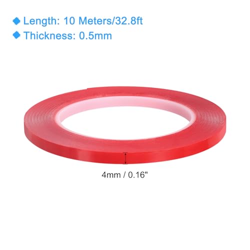 Image of MECCANIXITY Heat Resistant Tape, 32.8ft x 0.16 Inch High Temperature Resistant Acrylic Double Sided Adhesive Tape 0.5mm Thick Red for Electrical Repair Pack of 5