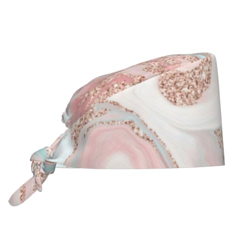 Image of Cute Pug Dog Print Working Cap Scrub Cap with Sweatband,Adjustable Fashion Bandage Tie Back Hat Headwear for Women Men
