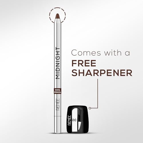 Image of RENEE Midnight Kohl Pencil- Brown | Waterproof, Smudge-proof Kajal With Sharpener | Matte Finish, Long-lasting Upto 24 Hours | One-swipe Application With Vitamin E | 1.5 g