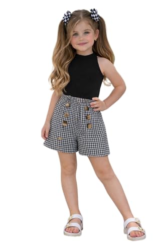 Image of Girl's Solid Cotton Blend Style Top and Shorts Set
