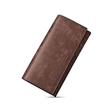 [Kawaoto] 財布 メンズ 長財布 本革 プエブロレザー 大容量 カード18枚 かぶせ型 小さい長財布 YKKファスナー 春財布 プレゼント (赤褐色)