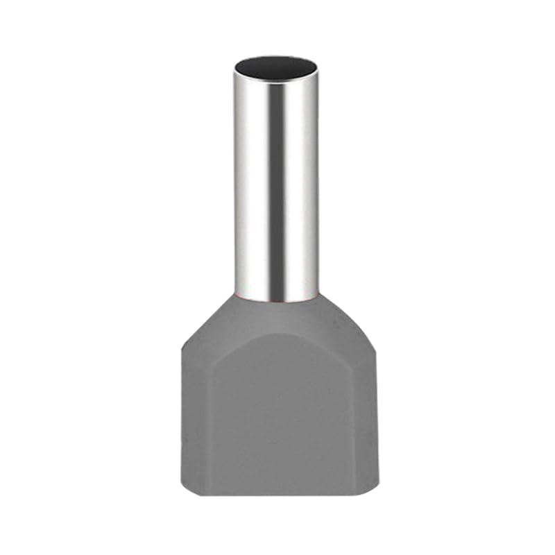 JOYELEC TE6014 Wire End Ferrules 6.0 mm², Grey Needle-shaped, Partially Insulated Connection Terminal, Cable End Ferrules for Wire Connection, Tin-Plated Copper, Pack of 130