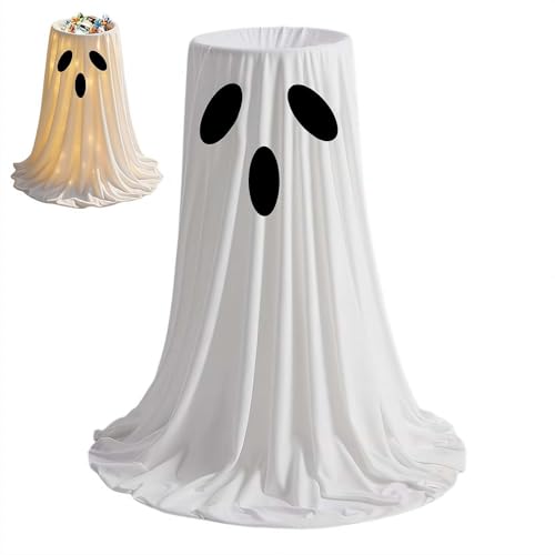 Décorations de porte d'Halloween – Bol porte-bonbons fantôme lumineux – Décoration de porche d'Halloween avec guirlande lumineuse et télécommande de minuterie pour faire des tours ou des friandises