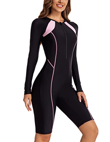 NJNJGO Roupa de banho feminina de manga comprida com proteção solar FPS 50+ e proteção solar, Estilo