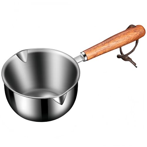 片手鍋 ミルクパン ih対応 小鍋 小さい鍋 味噌汁鍋 天ぷら鍋 一人鍋 ステンレス ガス対応 軽量 一人暮らし 焦げ付かない お弁当 離乳食 コーヒー 朝食 煮物 両側注ぎ口 お手入れ簡単 (銀色, アーク120m)