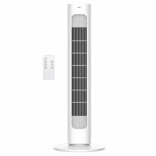 MYLEK Tower Fan 30 Inch Slim with Remote Control 45W Electric Powerful Portable Cooling Bladeless Quiet Cold Air Distributer With Oscillation and Timer for Bedroom Kitchen Office (White 30)
