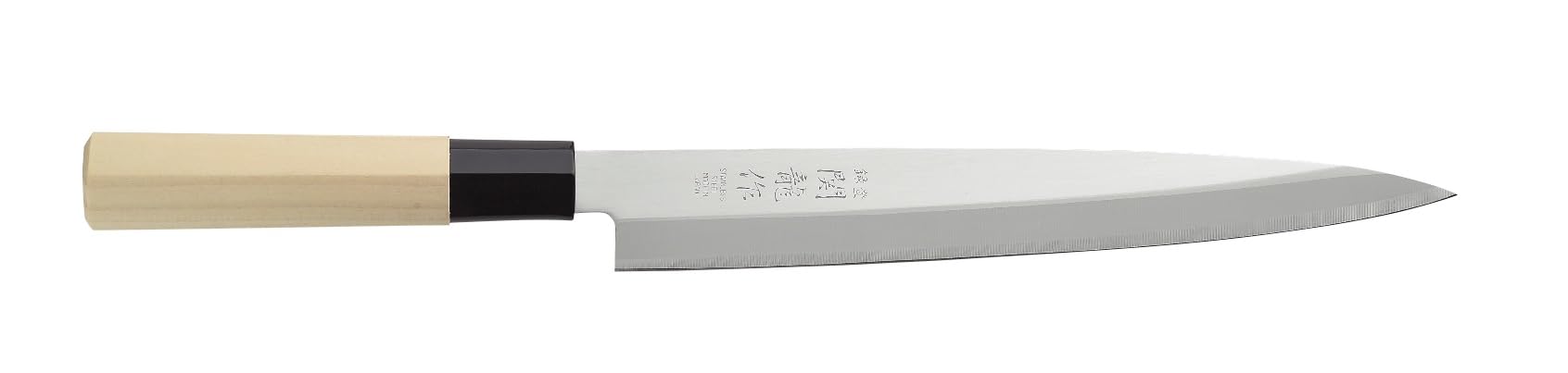 HENDI Coltello Yanagiba, coltello giapponese per Sashimi e Sushi, coltello da cucina per sfilettare pesci di piccole e medie dimensioni, lama: 270mm, lunghezza totale: 405mm, acciaio inox