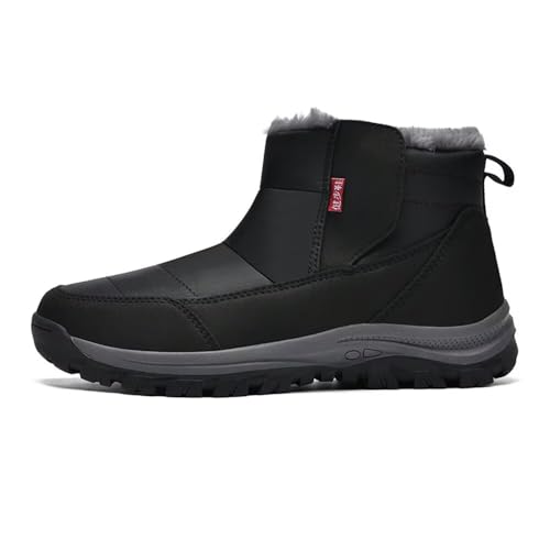 Jakcuz Mens Waterproof Warm Faux Fur Hook and Loop Snow Boots Size 38-48 Cotton High Top Non-slip Walking Boot Shoes2