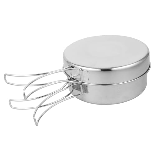 Happyyami 2-3 Person Portable Camping Cookware Kit Stainless Steel Camping Pot Pan Set Bowl Multi-Function Cooking Utensils for Hiking