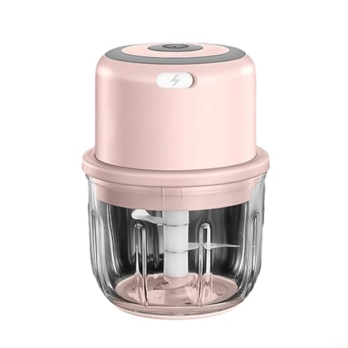 Hachoir électrique à bouton-poussoir parfait pour les tâches de cuisine rapides à la maison ou à l'extérieur (rose)