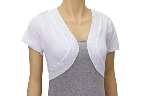 Sofishie Trendy Short Sleeve Shrug Open Cardigan - White - Small #TOP2
