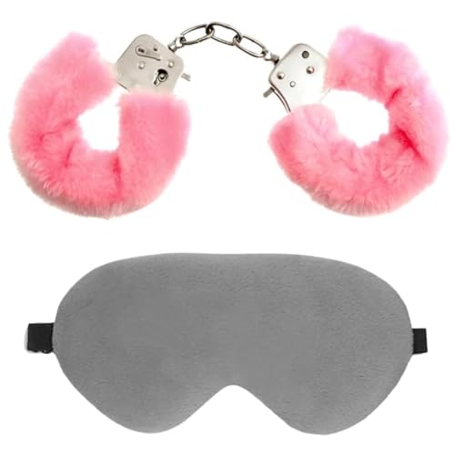 Image of Handcuff Hathkadi Toy with 2 Keys & Eye Mask - Red & Sky Blue