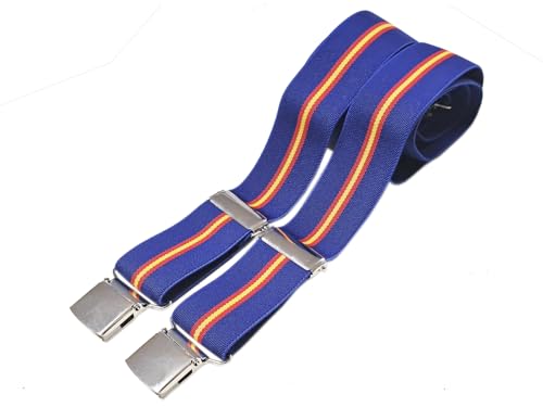 Tirantes Bandera de España elásticos color azul de 3,5 cm con pinzas fuertes Tiendas LGP