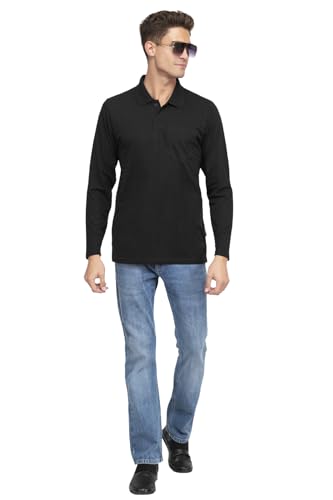 Image of Polo Full Sleeve t Shirt for Men Cotton with Pocket and Collar - Regular Fit Tshirt