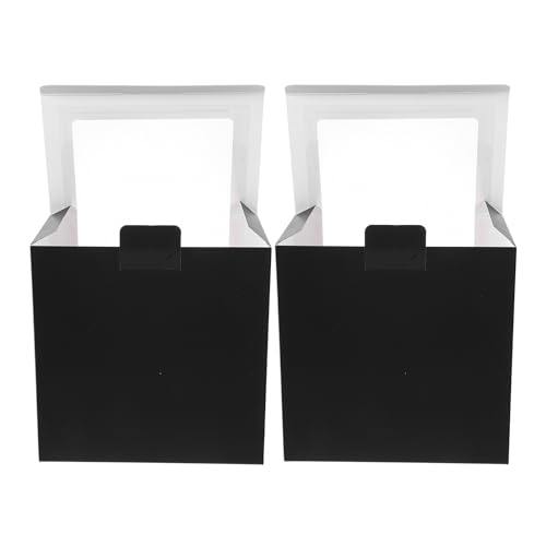 Baluue 2 piezas Caja de Cartón para Almacenamiento de Sombreros con Ventana Diseño Minimalista y Elegante de Cajas Cuadradas Portátiles para Gorras de Béisbol Organizador Ligero para