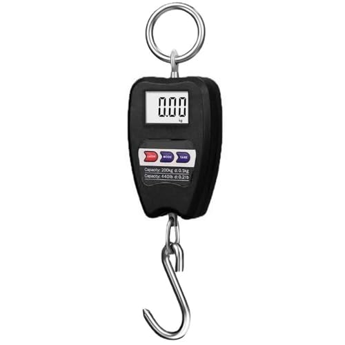 Cyfrowa waga wisząca, Waga dźwigowa 200 kg/440 funtów, cyfrowa waga wisząca, wytrzymała waga hakowa(Nero)