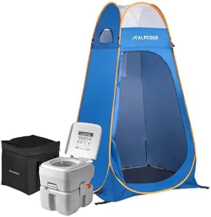 Alpcour Inodoro portátil con tienda de campaña desplegable  Cómoda compacta para interiores y exteriores, bolsa de viaje para camping, caravana,