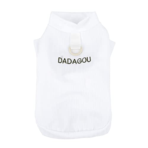 Zunea Hundeshirts mit D-Ring für Kleine Hunde Mädchen Jungen Sommer Welpen T-Shirt Weich Atmungsaktiv Tank-Top ärmellos Coole Kleidung Einfarbig Basic-Shirt Haustierbekleidung für Chihuahua Weiß S