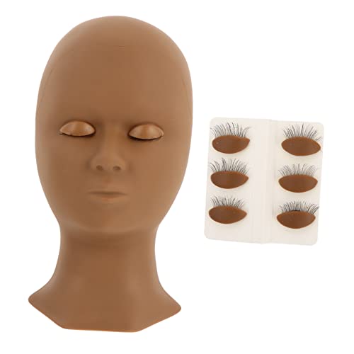 PATKAW 1 Pieza 4 Modelo De Cabeza De Pestañas De Injerto Soporte Para Peluca Cabeza De Maniquí De Entrenamiento Maniquí De Cosmetología Pelucas Modelo De Maniquí Tenue Gel De Sílice Black
