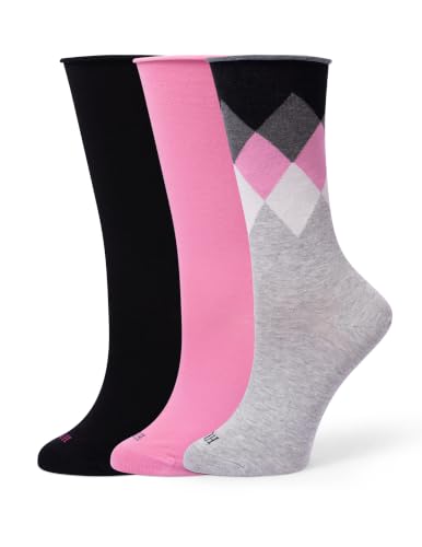 Image of HUE Women's Jeans Roll Cuff Crew Sock, Crew Socks for Women