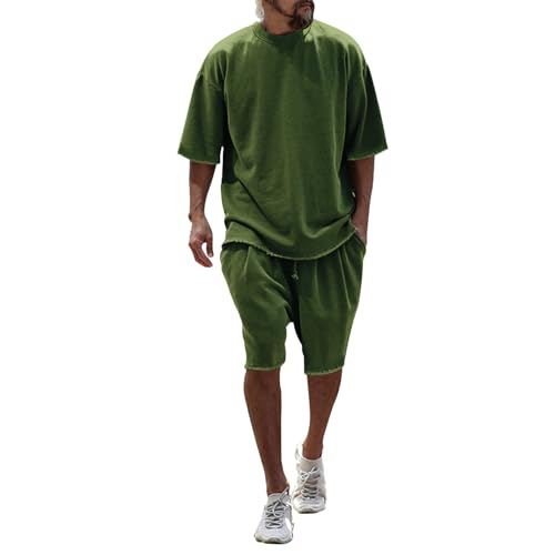 Survêtement homme été 2 pièces léger avec short surdimensionné et taille élastique confortable