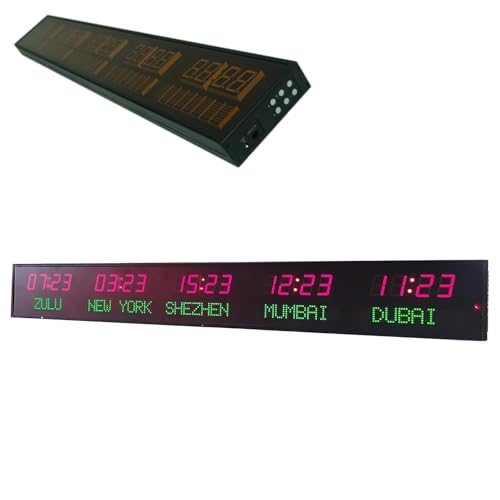 Reloj De Pared Mundial LED De 1,8 Pulgadas, Reloj Digital De Hora Mundial Grande De 5 Ciudades, 3 Niveles De Ajuste De Brillo, con Control Remoto, para Hoteles Multinacionales, Metro, Aeropuertos