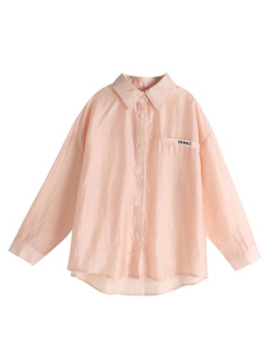 Image of 2026 Premium Girls Button Down Shirt, Long Sleeve Collared Blouse with Chest Pocket