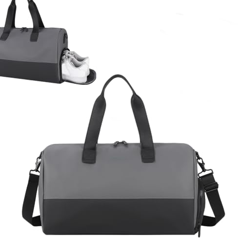 Sac de sport en cuir imperméable gris pour gym et voyages